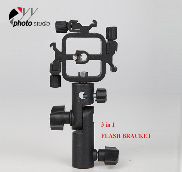 3 in1 All-metal Tri-Hot Shoe Mount Adapter for Flash Holder Bracket Light Stand YA426-2